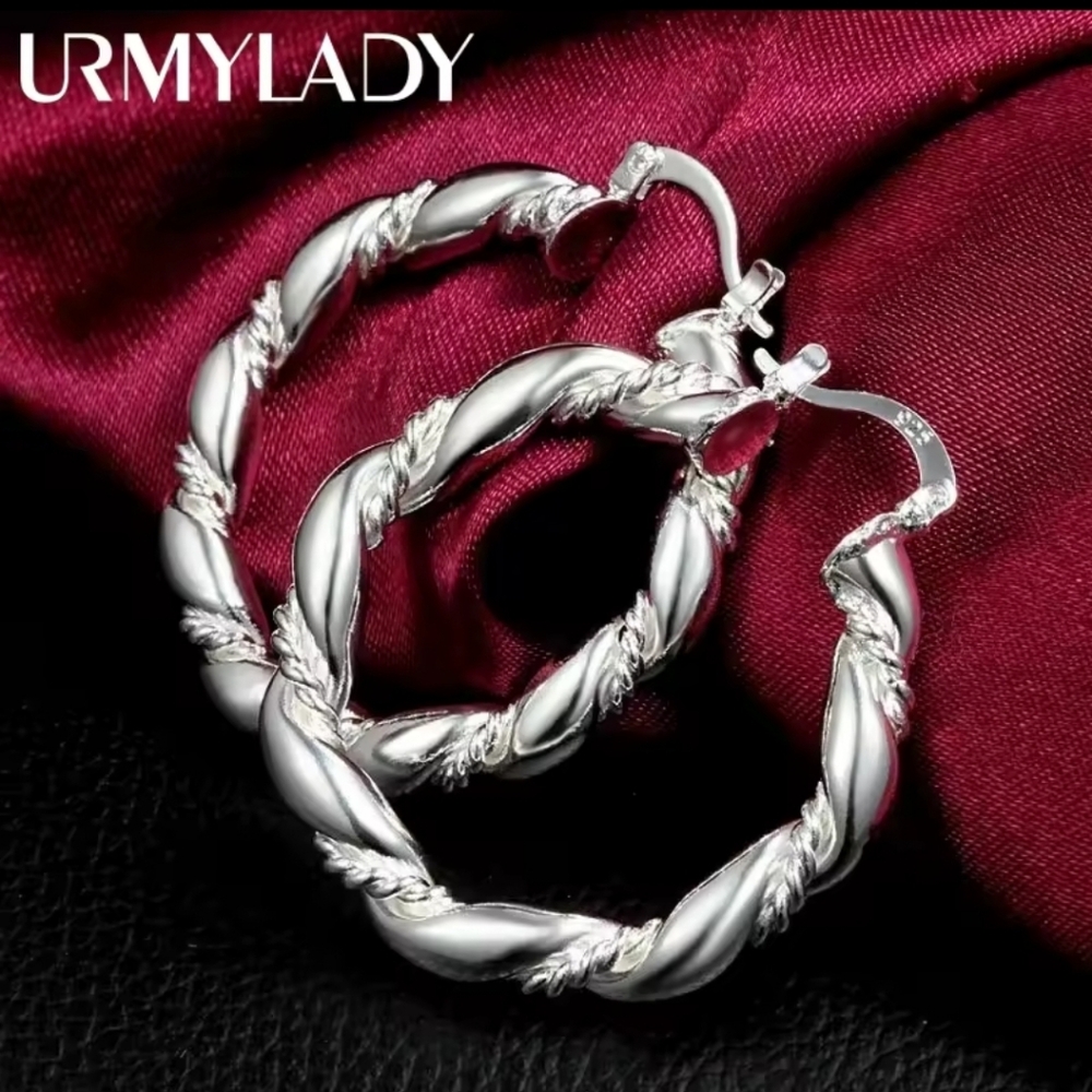 Elegant High Quality 925 Sterling Silver Hoop Earrings